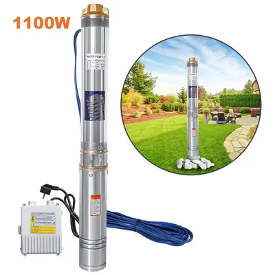 Image de Pompe pour puits profonds Jopassy Pompe submersible Pompe pour puits 1,1 kW/1,5 ch jusqu'à 4 000 l/h Débit Pompe pour puits en acier inoxydable Compatible avec le sable Pompe submersible 8,1 bars max.