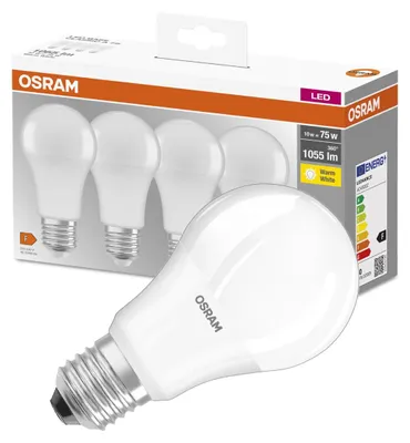 Produktbild von 4 x Osram LED Classic Birnen 10W = 75W E27 matt 1055lm warmweiß 2700K