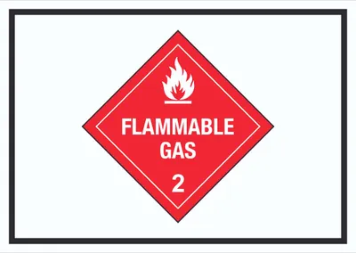 Produktbild von Schild Entzündliche Gase Symbol Flammable Gas Flamme A3 Rückseite selbstklebend