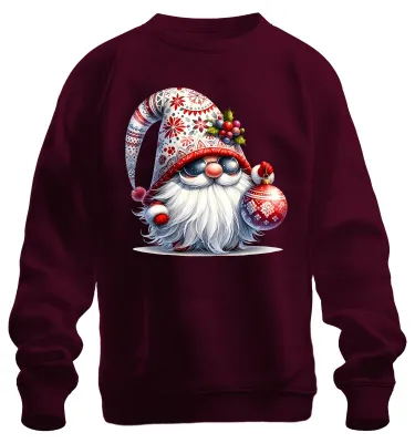 Produktbild von Niedlicher Weihnachtsmann mit Ornament Weihnachtsdekoration Sweatshirt Pullover, Burgundy, XXL