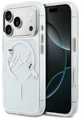 Image de Étui transparent Karl Lagerfeld avec logo "Script" pour iPhone 18 Pro / 17 Pro