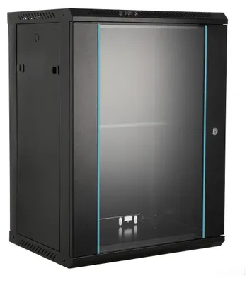 Image de Armoire réseau 15U - Rack serveur au sol/mural - Montage au sol ou mural - Porte en verre de sécurité - Micro-centre de données et bureau