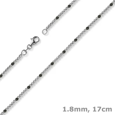 Kugel-Armband-585-Weißgold-teil-schwarz-17cm
