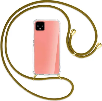 Produktbild von Handykette Backcover-Schutzhülle mit Band (Metall goldfarben) für Google Pixel 4 - khaki