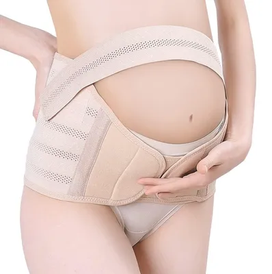 Produktbild von SDFWGG Schwangerschaftsgürtel Bauchgurt Schwangerschaft Stützgurt Bauchstützband Verstellbarer Bauchgurt Rückenstütze Bauchband Schwangerschaft Entlastung für Bauch Taille (Beige, XL)