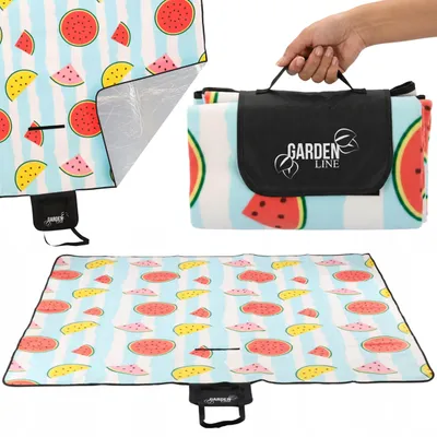 Produktbild von Thermodämmende Picknickdecke, Strandmatte mit Fruchtmuster, wasserabweisende Decke mit Tragegriff, 200 × 200 cm