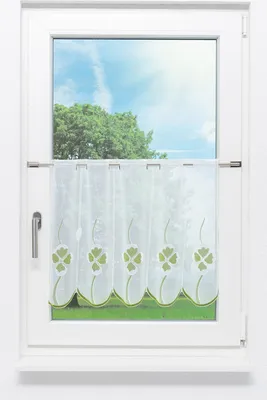 Produktbild von Scheibengardine Plauener Spitze - Kleeblatt (Bx H) 144.90cm * 49cm Grün/maigrün