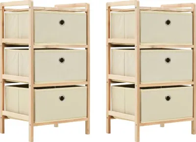 Image de Vitrine simple Commodes en osier 2 pcs. avec 3 paniers en tissu Cèdre Beige - Commodes FR6794495 2parcel