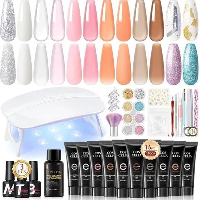 Produktbild von Nagel-Gel-Set – Nagelstudio-Set – Verlängerung der Nägel – Inklusive UV/LED-Lampe – 10 Farben – Mehrfarbig