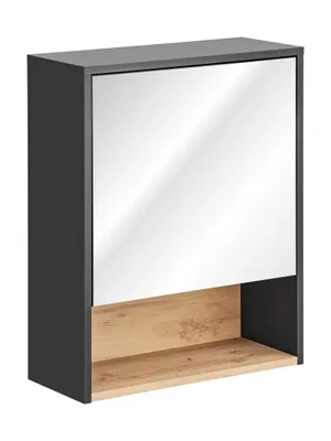 Zdjęcie produktu dla Szafka Łazienkowa Z Lustrem 60 Cm Szary Kosmos Dąb Artisan