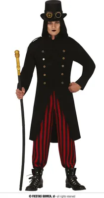 Obrázek produktu pro Dark Count Steampunk Gothic Halloween kostým Elegantní vzhled Retro viktoriánský styl Tricorn top Odvážný vzhled, Velikost: 46 - 48 (S) Barva: černá