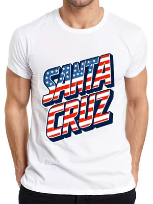 Produktbild von Santa Cruz USA Flagge Kalifornien Skater Surfer Retro Amerika Herren T-Shirt, Weiß, S