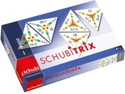 Produktbild von SCHUBITRIX Mathematikspiel Dominospiel Rechnen lernen Selbstkontrolle 2 Spiele 24 Karten