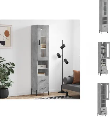 Imagen del producto de vidaXL Mueble alto en color gris cemento, 34,5 x 34 x 180 cm, fabricado en material de madera - Muebles aparador