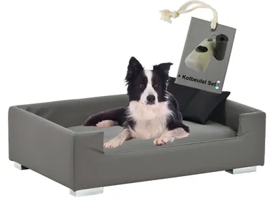 Produktbild von Rohrschneider Hundesofa Hundecouch abwaschbar mit Gassibeutel, Farbe:grau