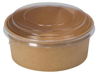 Produktbild von 50x Salatschalen 500ml aus Kraftpapier braun inkl. Deckel transparent rPet