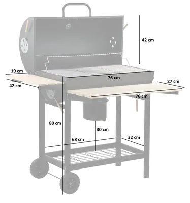 Immagine prodotto di Barbecue a carbonella - Con ruote - Affumicatore - Con coperchio - 42 x 80 cm