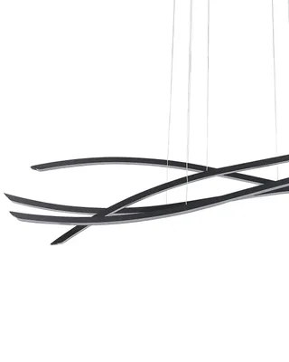 Produktbild von BELIANI LED Hängelampe Schwarz Metall 4-flammig Wellenform Gewellt Industrie Design Modern für Küche Esstisch Wohnküche Hohe Decken Innenräume