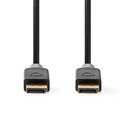 Image de Nedis Displayport cable - DisplayPort male - DisplayPort male - 8K@60Hz - Plaqué or - 2,00 m - Rond - PVC - Anthracite - Boîte