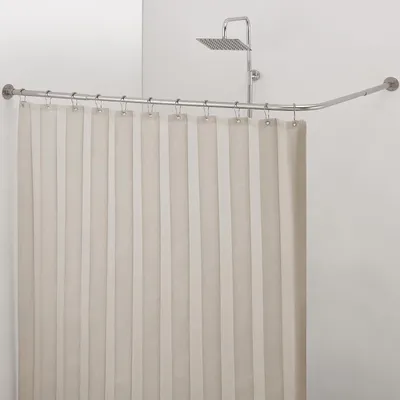 Obrázok produktu pre Nastaviteľná rohová tyč na sprchový záves 61-134,6 cm - zakrivená L-forma - 90 stupňov