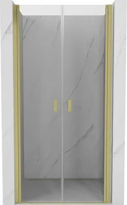 Image de Porte de douche pivotante Mexen Mist 90 cm, transparente, or brossé - 8A7-090-000-55-00