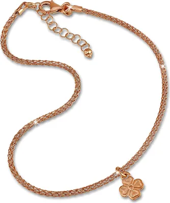 Produktbild von SilberDream Damen-Fußkette 27cm 925 Silber rosevergoldet Kleeblatt 333 SDF2214E