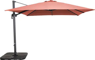 Image de Parasol déporté rotatif 3x3m et 4 dalles à remplir alu terracotta - Oviala Malaga