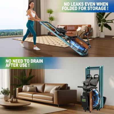 Imagen del producto de Máquina de remo plegable con monitor Bluetooth y soporte para tablet, con una capacidad de 160 kg
