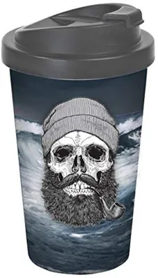 Produktbild von Famanu Trinkbecher Doodskop - Doppelwandiger Thermobecher, Wiederverwendbar, Auslaufsicher, 400 ml