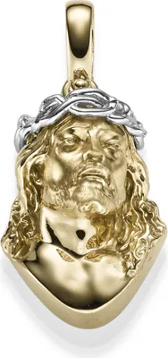 Produktbild von Anhänger Büste Jesus mit Dornenkrone aus 585 Gelbgold & Weißgold bicolor
