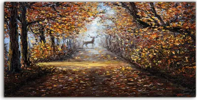 Produktbild von Coloray - Glasbild - 120x60 cm - Wandbild - Glasbilder - Landschafts Wald Hirsch im Park Wald