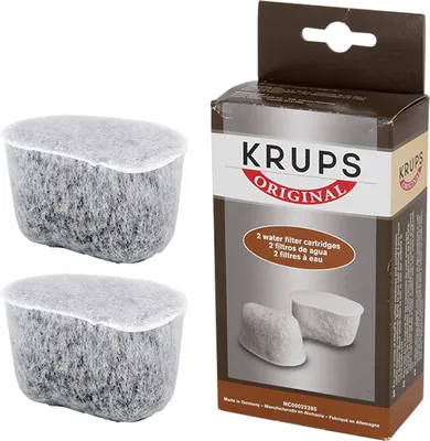Two water filter cartridges and their packaging are shown.