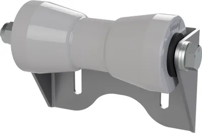 Image de Rouleau de quille en polyuréthane avec support U aide à la mise à l'eau des remorques de bateaux galvanisé SUPROD, 180 mm, gris
