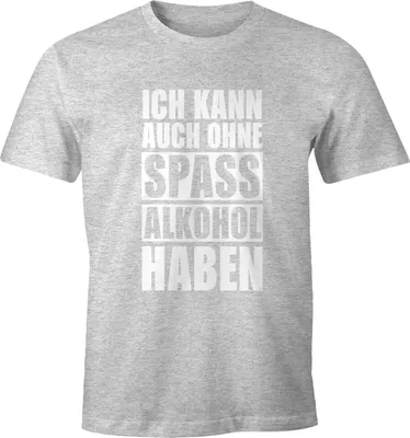 Produktbild von Herren T-Shirt Ich kann auch ohne Spaß Alkohol haben Fun-Shirt Spruch-Shirt Party Feiern Festival Moonworks® Alkohol 1 grau-meliert L