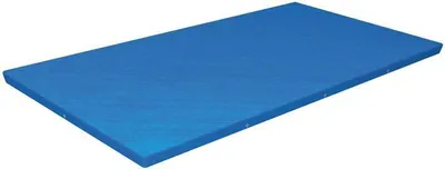 A blue rectangular mat on a white background.