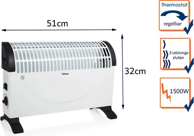 Produktbild von Tristar KA-5911 Konvektor-Heizung, Elektrischer Konvektor-Raumheizer, Drinnen, Flur, Weiß, Tasten, Drehregler, 1500 W