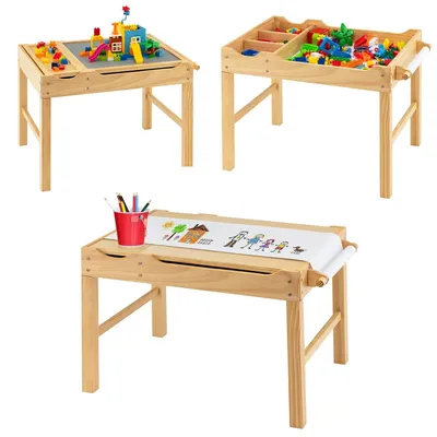 Productafbeelding van 2-in-1 Tekenbureau en Bouwbloktafel voor Kinderen