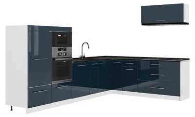 Imagen del producto de Cocina esquinera Vicco Fame-Line Azul oscuro alto brillo/Blanco 327 x 227 cm, ET Antracita, Model 64429