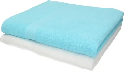 Produktbild von Betz 2 Stück Duschtücher 70x140 cm PALERMO 100% Baumwolle  Farbe: weiß und türkis