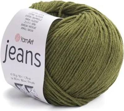 A ball of green yarn with a label.