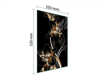 Produktbild von Herdabdeckplatte 35x52 Glaskeramikkochfeld Abdeckung Spritzschutz Glasplatte Deko Schneidebrett Orchidee Schwarz