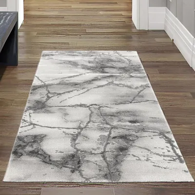 Obrázok produktu pre Mramorový koberec s lesklými vláknami v sivej farbe Veľkosť - 80 x 150 cm