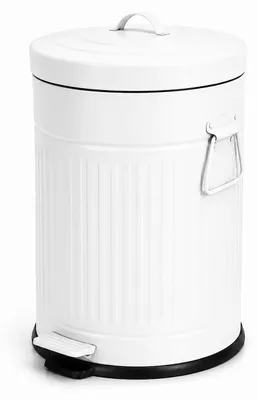 Image de Poubelle Relaxdays, 20 litres, pour cuisine, avec seau intérieur amovible, pédale, système de fermeture douce, métal, poubelle rétro, blanche, Image générée par une IA