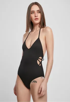 Zdjęcie produktu dla Damski kostium kąpielowy Urban Classics Ladies Rib Swimsuit, czarny – XS
