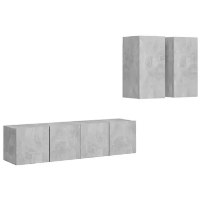 Produktbild von vidaXL 4-tlg. TV-Schrank-Set Betongrau Holzwerkstoff