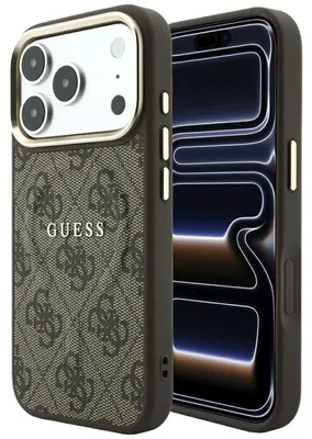 Obrázok produktu pre Guess, púzdro s reliéfnym vzorom 4G Classic MagSafe pre iPhone 18 Pro / iPhone 17 Pro, hnedé