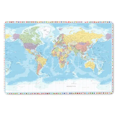 Produktbild von MuchoWow® Schreibtischunterlage Weltkarte - Flagge - Politik 60x40 cm - XXL Mauspad - Großes Mauspad
