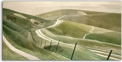 Produktbild von Coloray Acrylbild 140x70  Wandbild Acrylbilder Kreidepfade Eric Ravilious Vintage