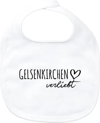 Produktbild von Huuraa Baby Lätzchen Gelsenkirchen verliebt White Klettverschluss  Baumwolle Latz Geschenkidee