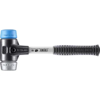 Produktbild von HALDER SIMPLEX Schonhammer Ø 50 mm TPE-soft blau / Weichmetall mit verstärktem Tempergussgehäuse und Fiberglasstiel